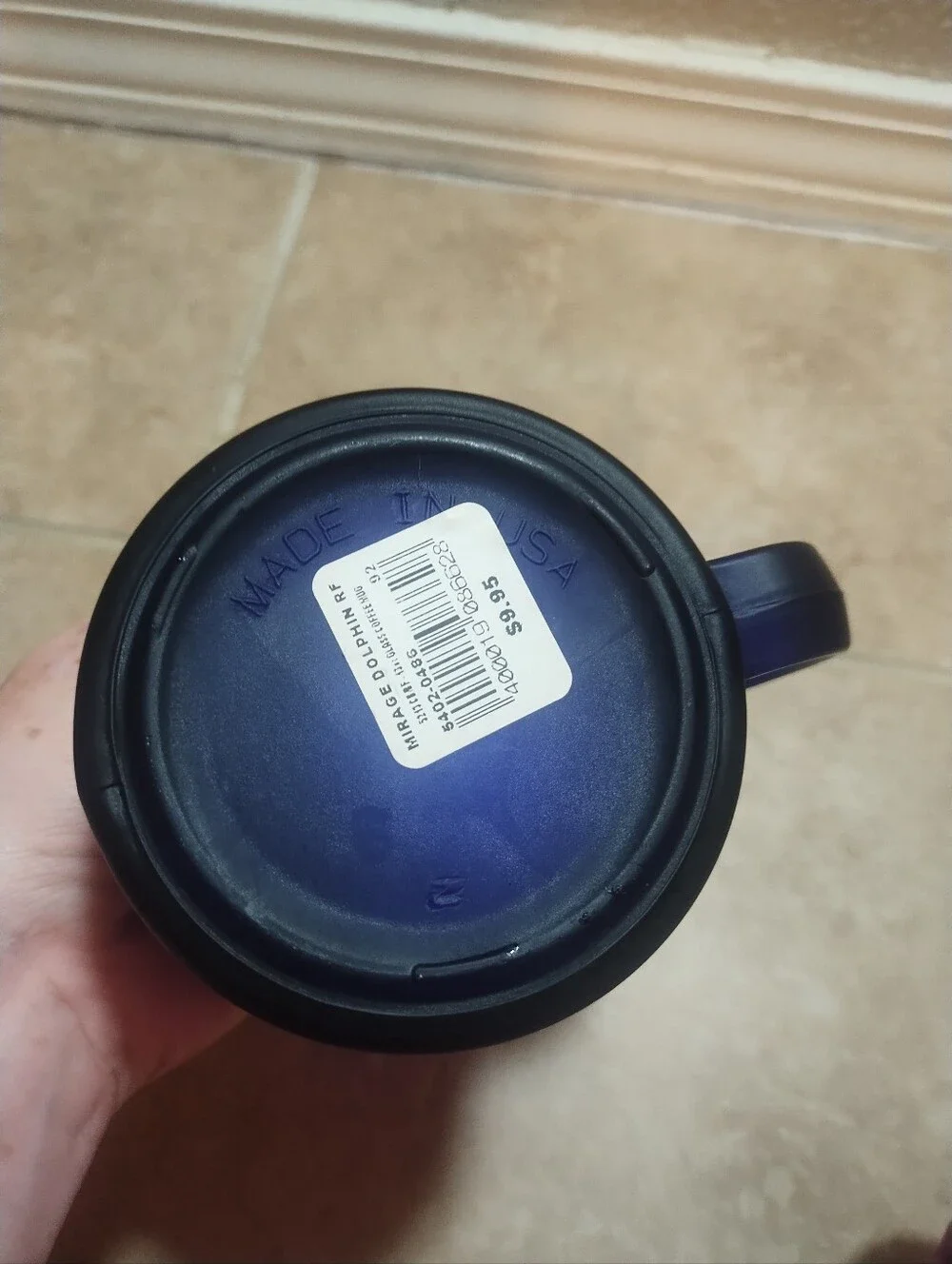 Vintage Las Vegas Mirage Mug Cobalt Blue Glass Frosted Dolphins RARE